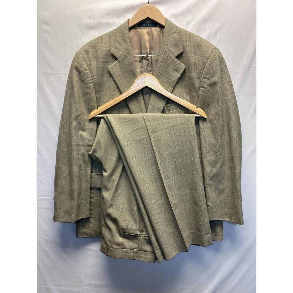 Vintage Chaps Ralph Lauren Men’s Windowpane Suit 42R Pants 36x31 Flaw See Pics